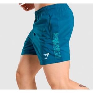Gymshark Mens Performance Athletic Shorts Teal Blue Gym Workout Fitness Size L